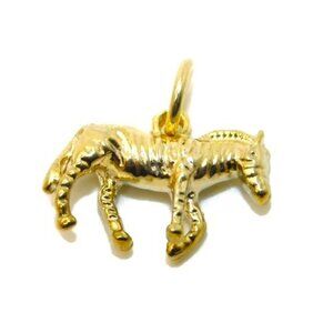 14K 3D Zebra Yellow Gold Pendant Charm
